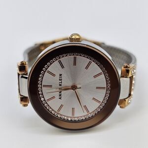 Anne Klein Women's Watch 30MM Gray Dial Two Tone Mesh Bands 6"‎ New Battery